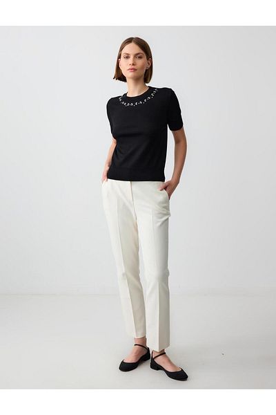 Jimmy Key Off-White Normal Waist Normal Leg Gabardine Woven Trousers