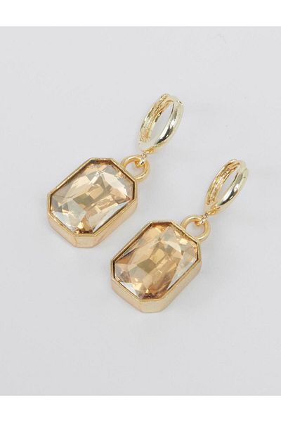Jimmy Key Bright Steel Earrings with Orange Geometric Figures