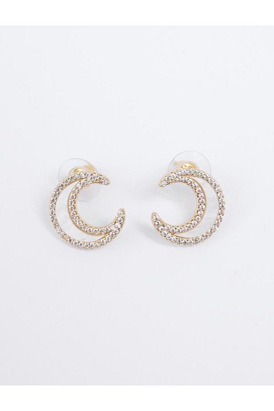 Jimmy Key Elegant Earrings with White Crescent Figure