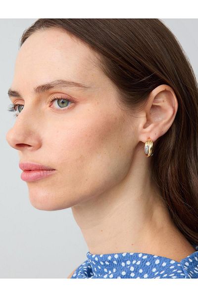 Jimmy Key Gold Color Glossy Half Hoop Dainty Earrings