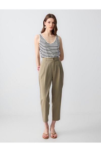 Jimmy Key Khaki Normal Waist Normal Leg Woven Trousers