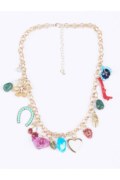 Jimmy Key Gold Color Multi Charm Adjustable Necklace