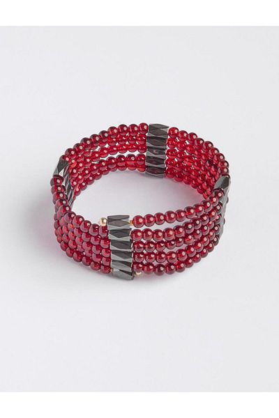 Jimmy Key Burgundy Multi-Row Beaded Bracelet