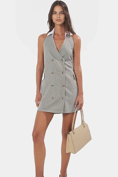 PayBuy Summer Plaid Mini Jacket Dress 100% Polyester Woven Fabric Carefully Selected Premium Quality