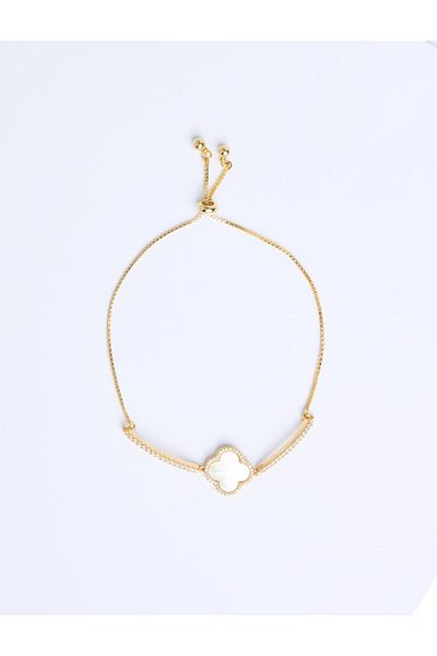 Jimmy Key Shiny Bracelet with Gold Color Clover Figure