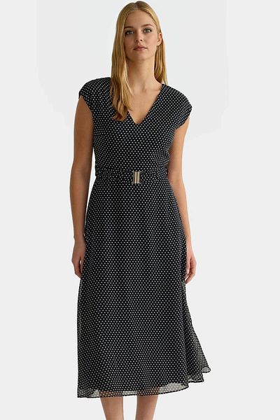 PayBuy Chiffon Polka Dot A-Line Dress with Belt Summer Woven Polyester Long-Lasting Zarifane Design