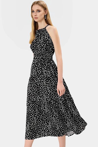 PayBuy A Line Maxi Viscose Blend Summer Dress Sleeveless Halter Neckline Design Stylish Look
