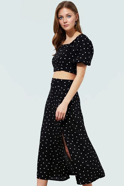 PayBuy Stylish Polka Dot Viscous Blouse Skirt Suit Fitted Fit Summer Trend Design Durable Material