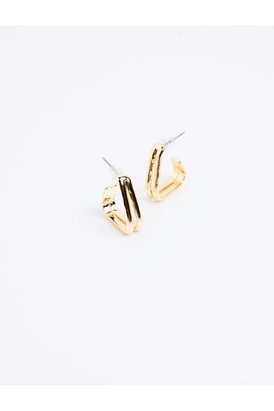 Jimmy Key Gold Color Modern Triangle Figured Earrings