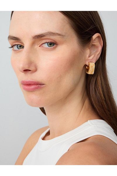 Jimmy Key White Marble Pattern Elegant Earrings