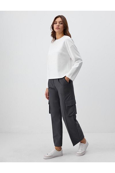 Jimmy Key Anthracite Relaxed Fit High Waist Wide Leg Woven Pants