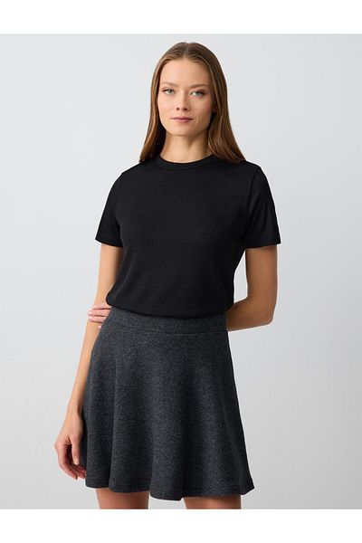Jimmy Key Black Straight Cut Short Sleeve Crew Neck Knitted T-Shirt