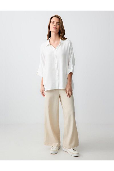Jimmy Key Stone Relaxed Cut Loose Leg High Waist Woven Trousers