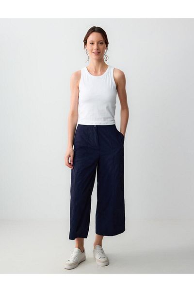 Jimmy Key Navy Blue Loose Woven Trousers
