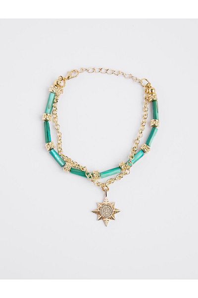 Jimmy Key Adjustable Double Bracelet with Green Star Figure