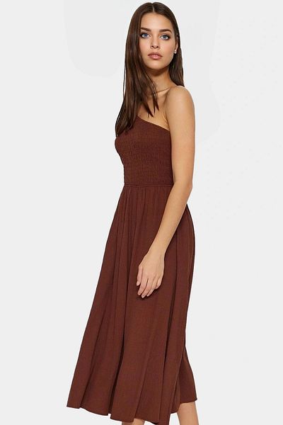 PayBuy One Shoulder Midi Dress Woven Fabric Stylish Summer Long Lasting Distinctive Material Durable
