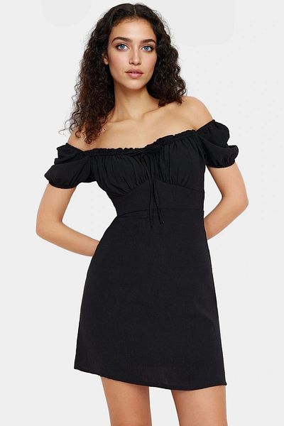 PayBuy Summer Mini Dress a Line Balloon Sleeve Crepe Woven Modern Style Long Lasting Carefully Selected
