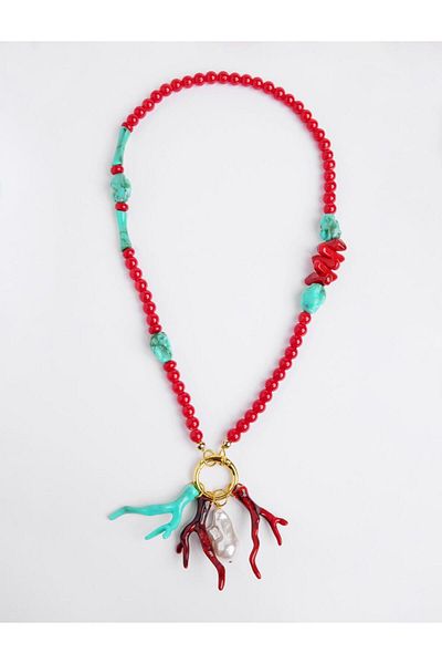 Jimmy Key Mixed Asymmetrical Figured Pearl Detailed Necklace