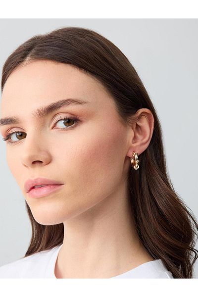 Jimmy Key Gold Color Ring Figured Metal Earrings