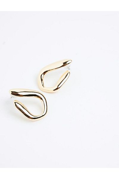 Jimmy Key Gold Color Asymmetrical Pattern Metal Earrings