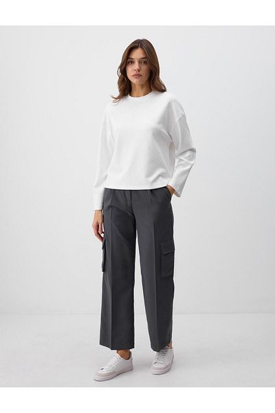 Jimmy Key Anthracite Relaxed Fit High Waist Wide Leg Woven Pants