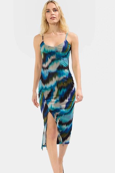 PayBuy Stylish V Neck Midi Tulle Dress Knitted Fabric Bodycon Cut Summer High Quality Durable Material