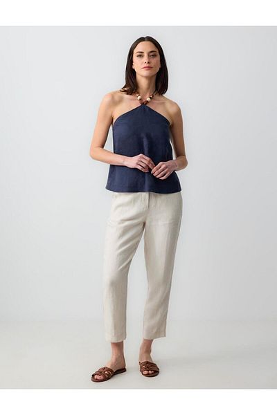 Jimmy Key Stone Straight Cut Linen Trousers