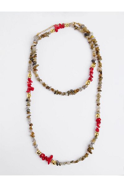 Jimmy Key Mixed Natural Stone Detailed Adjustable Necklace Set