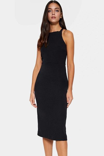 PayBuy Elegant Halter Neck Midi Dress Body-Hugging Cutout Woven Fabric Stylish Casual Style Professional Look