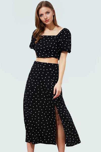 PayBuy Stylish Polka Dot Viscous Blouse Skirt Suit Fitted Fit Summer Trend Design Durable Material