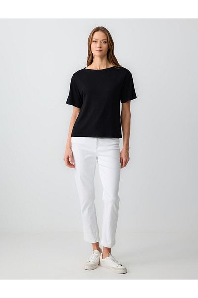 Jimmy Key Black Boat Neck Short Sleeve Knitted T-Shirt
