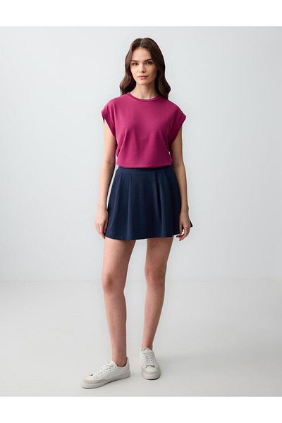Jimmy Key Tricou modal tricotat fără mâneci, mov, cu croială dreaptă