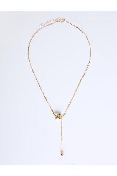 Jimmy Key Gold Color Adjustable Necklace with Shiny Ball Detail