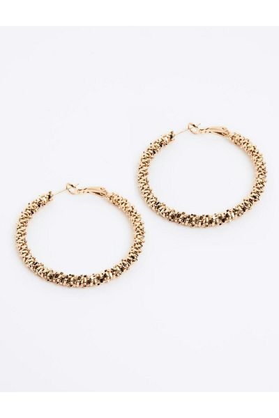 Jimmy Key Gold Color Pattern Steel Hoop Earrings