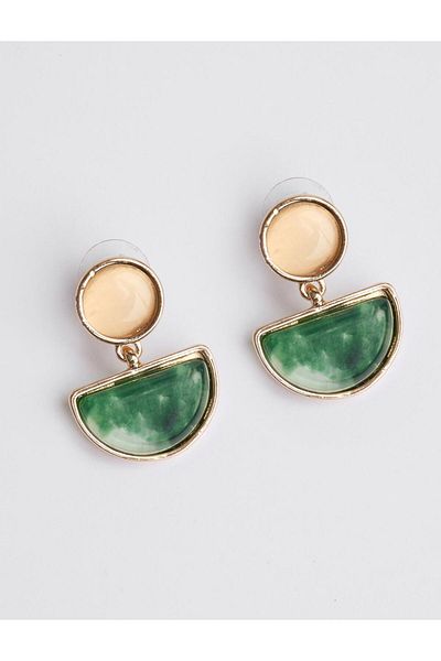 Jimmy Key Green Modern Figured Dangle Earrings