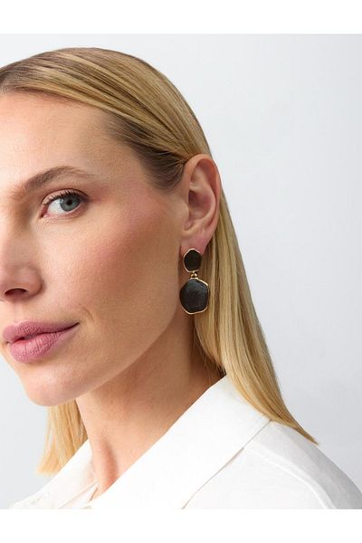 Jimmy Key Elegant Earrings with Brown Geometric Figures