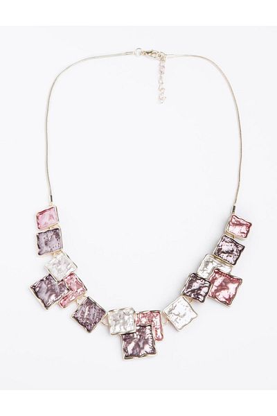 Jimmy Key Pink Multiple Square Figured Adjustable Necklace
