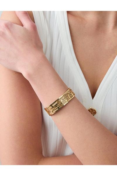 Jimmy Key Green Patterned Handcuff Bracelet