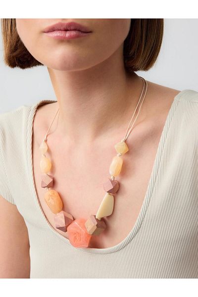 Jimmy Key Orange Geometric Figured Drawstring Adjustable Necklace