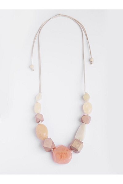 Jimmy Key Orange Geometric Figured Drawstring Adjustable Necklace
