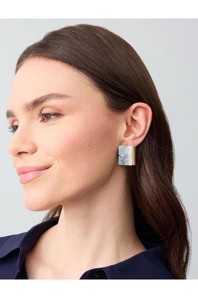 Jimmy Key Blue Color Block Square Earrings