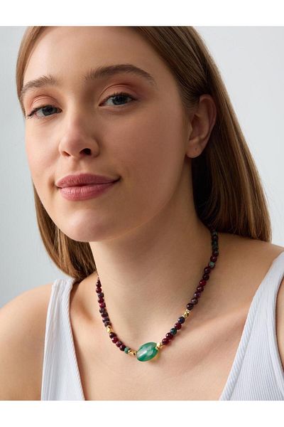 Jimmy Key Adjustable Necklace with Green Natural Stone