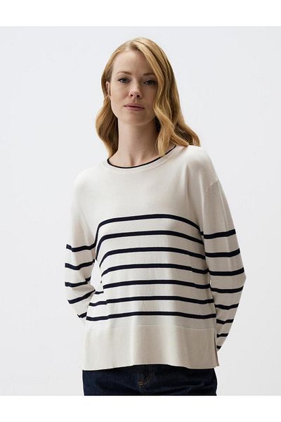 Jimmy Key Pulover din tricotaje cu model în dungi ecru