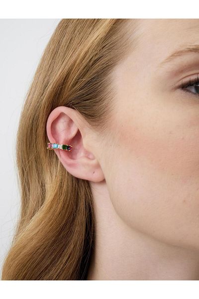 Jimmy Key Mixed Row Shiny Stone Joint Earrings
