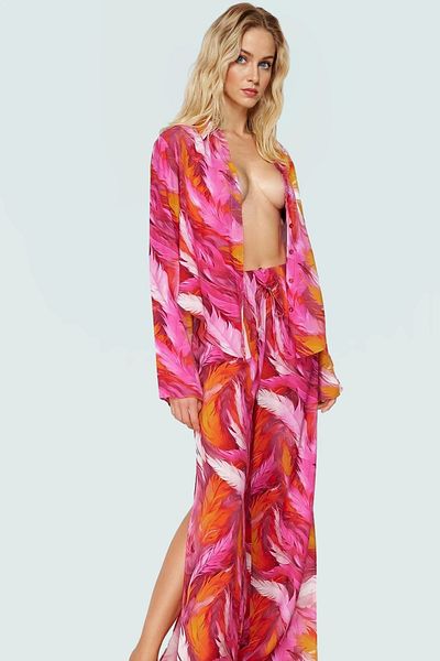 PayBuy Summer Multi Abstract Pattern Viscose Long Shirt Pants Suit Stylish Appearance Premium Quality