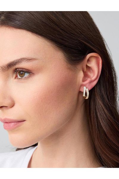 Jimmy Key White Double Half Hoop Earrings
