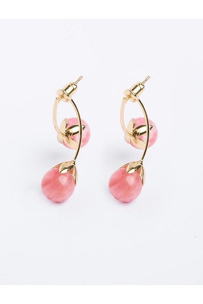 Jimmy Key Elegant Earrings with Pink Cherry Figure