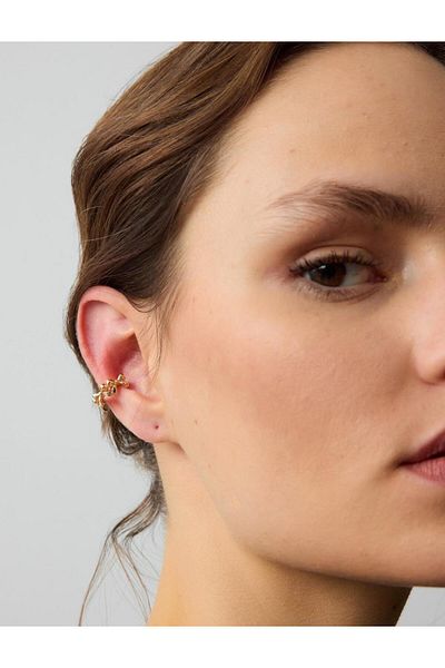 Jimmy Key Gold Color Bow Figured Half Hoop Earrings