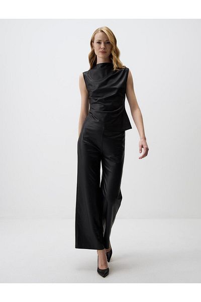 Jimmy Key Black Normal Waist Elastic Waist Janjan Knitted Trousers