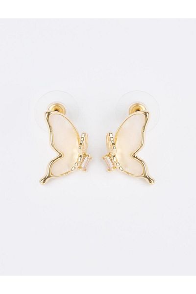 Jimmy Key Elegant Earrings with White Butterfly Figure
